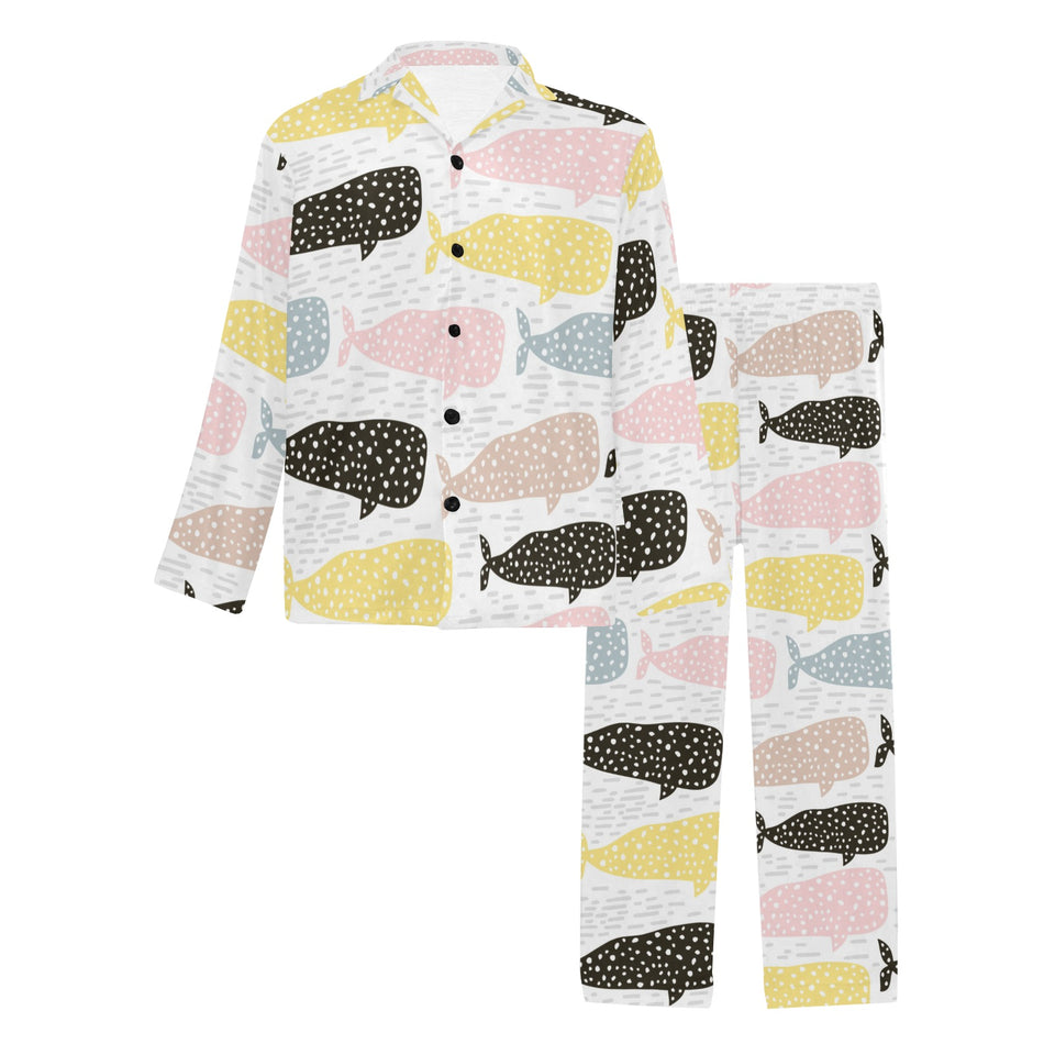 Whale dot pattern Men's Long Pajama Set