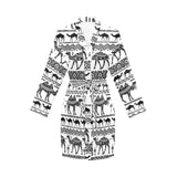 Camel polynesian tribal pattern Women's Long Sleeve Belted Night Robe