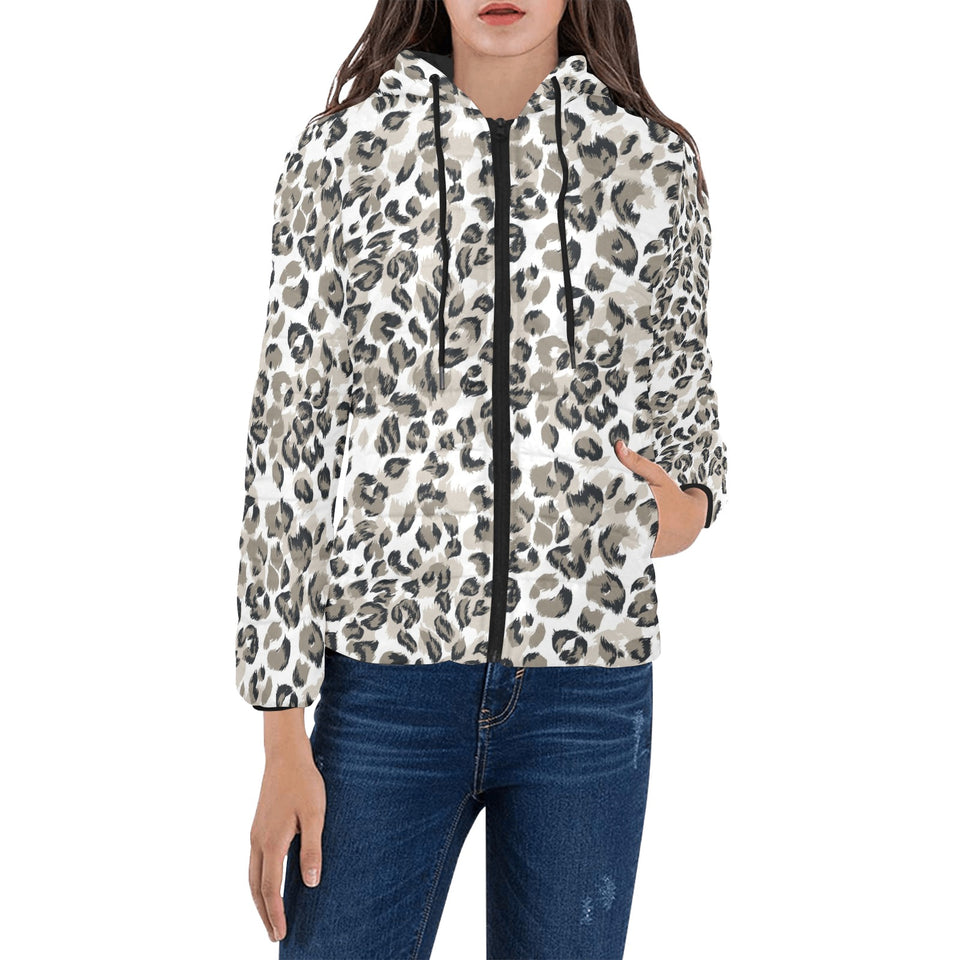 Leopard skin print pattern Women's Padded Hooded Jacket