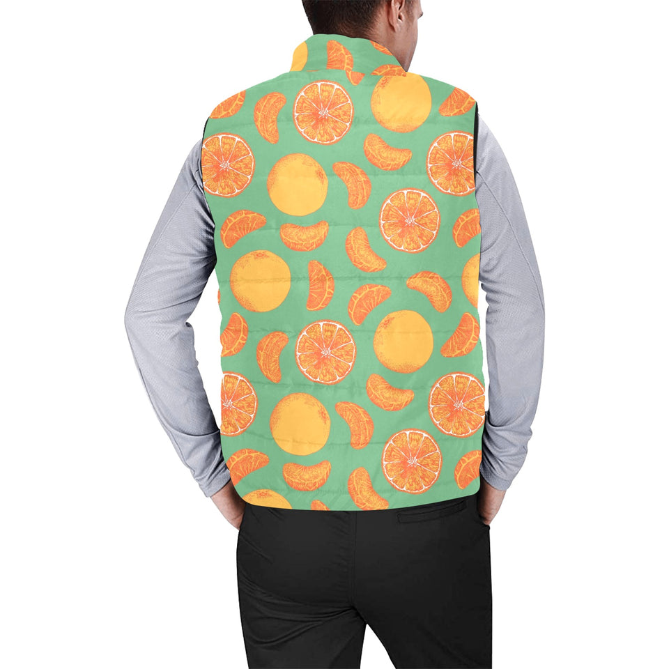 orange fruit pattern green background Men's Padded Vest