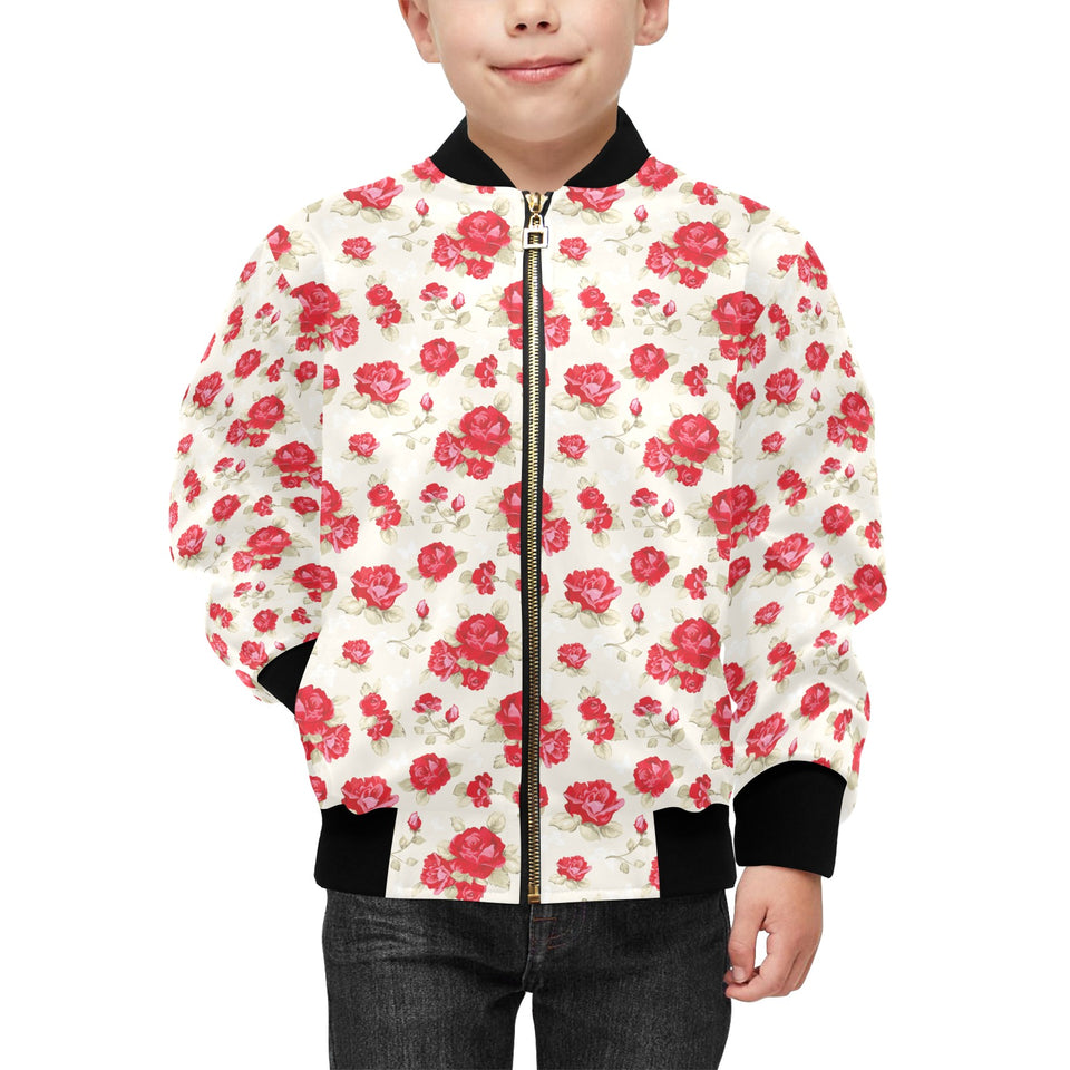 Rose Pattern Print Design 01 Kids' Boys' Girls' Bomber Jacket