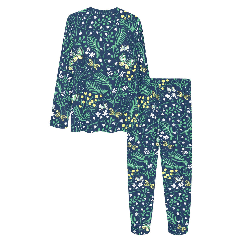 butterfly leaves pattern Women's All Over Print Pajama Set