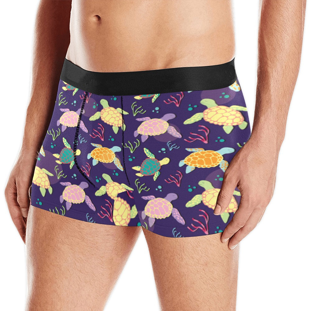 Colorful sea turtle pattern Men's All Over Print Boxer Briefs Men's Underwear
