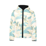 Bonsai bamboo stork japanese pattern cream theme Kids' Boys' Girls' Padded Hooded Jacket