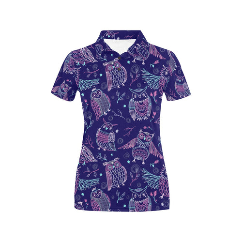 Cute owls pattern boho style ornament Women's All Over Print Polo Shirt