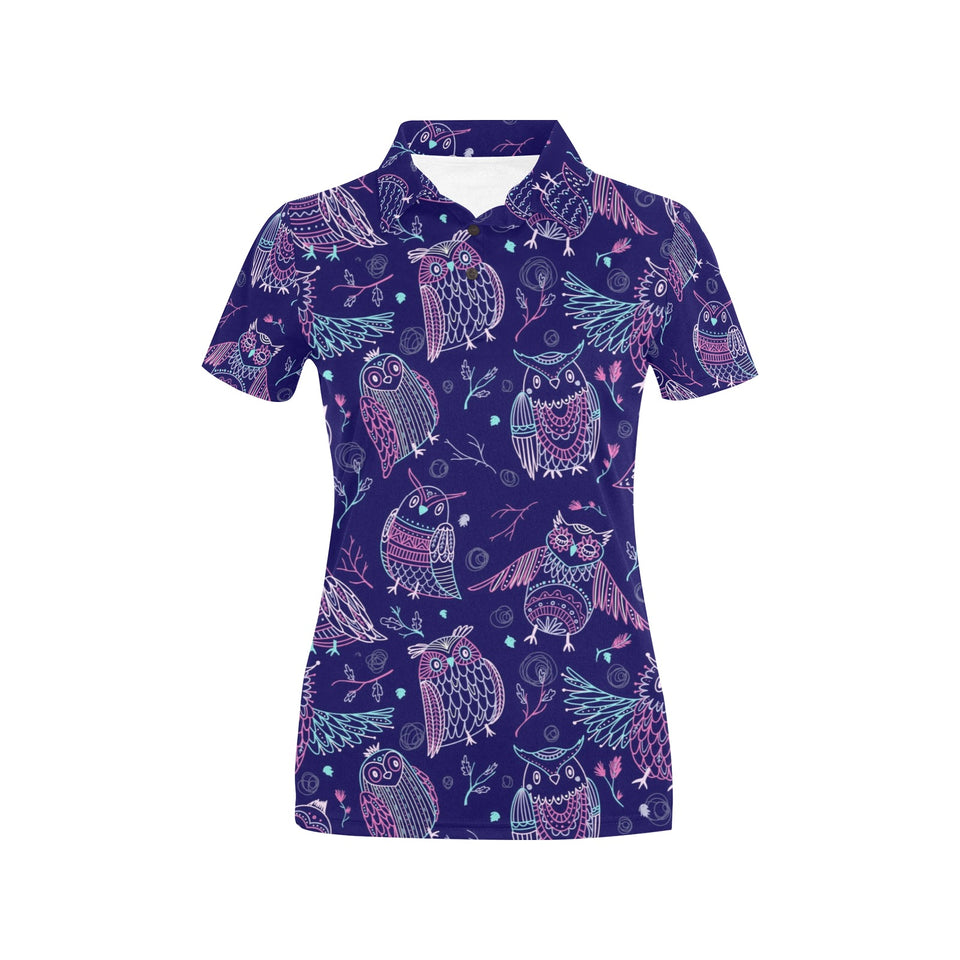 Cute owls pattern boho style ornament Women's All Over Print Polo Shirt