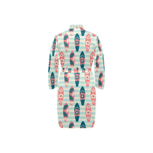 Surfboard Pattern Print Design 02 Men's Long Sleeve Belted Night Robe