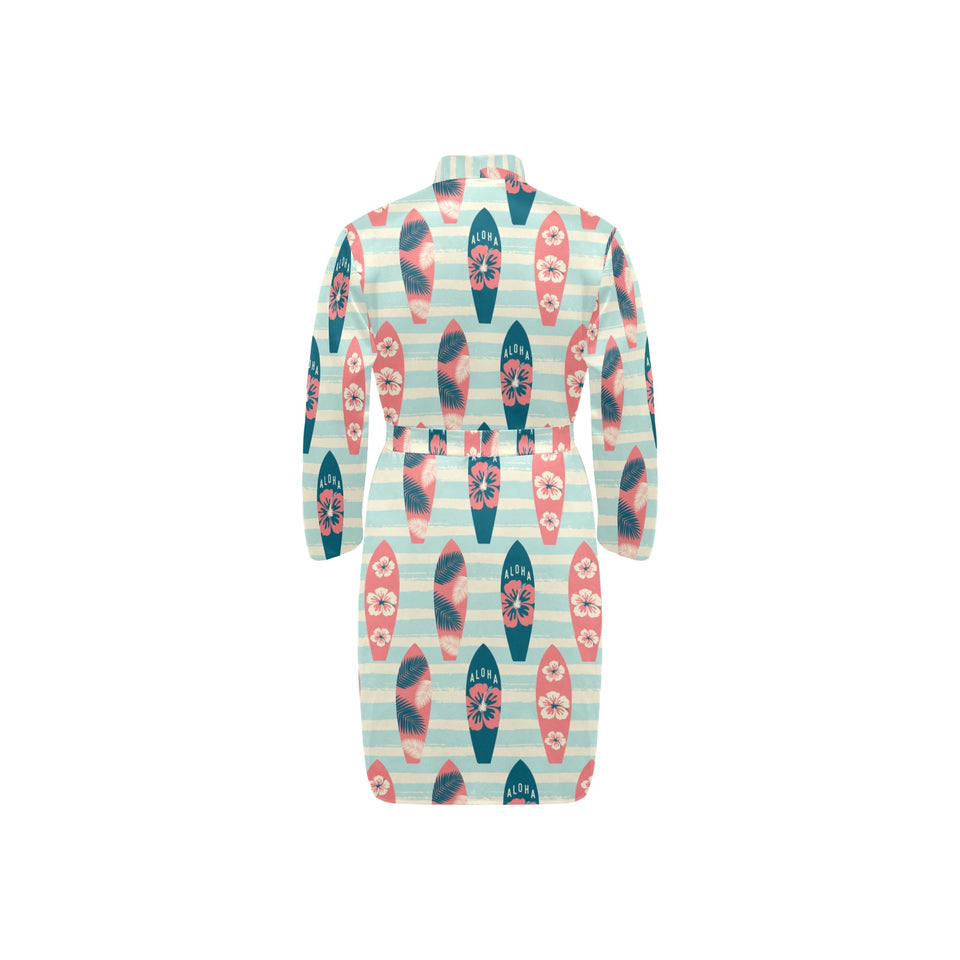 Surfboard Pattern Print Design 02 Men's Long Sleeve Belted Night Robe