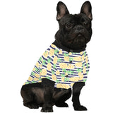 Pineapples pattern striped background All Over Print Pet Dog Round Neck Fuzzy Shirt