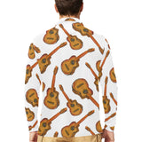Paint Guitar Pattern Men's Long Sleeve Polo Shirt