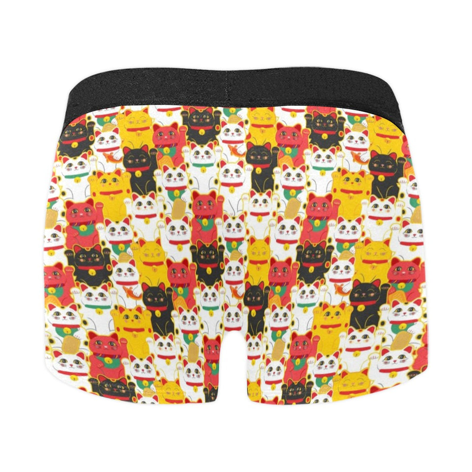 Colorful Maneki neko cat pattern Men's All Over Print Boxer Briefs Men's Underwear
