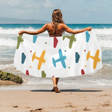 Airplane star cloud colorful Beach Towel