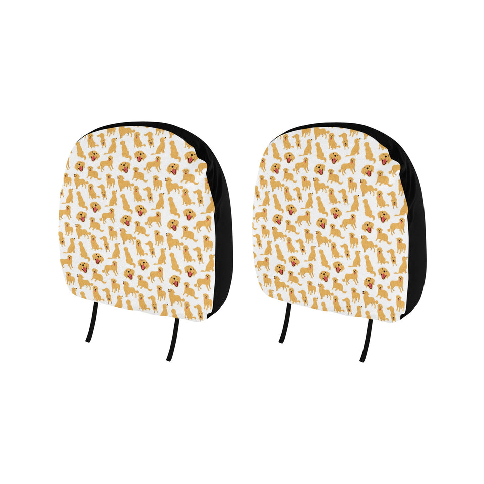 Golden Retriever Pattern Print Design 05 Car Headrest Cover