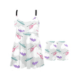 Helicopter plane pattern Chest Sexy Pleated Two Piece Swim Dress
