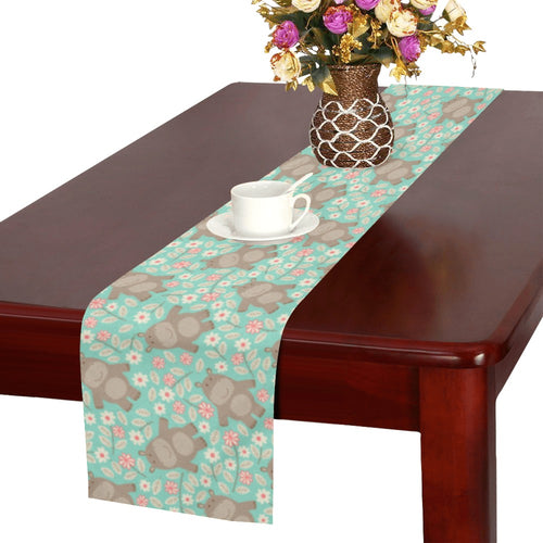 Hippopotamus Pattern Print Design 02 Table Runner