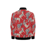 Zebra abstract red background Kids' Boys' Girls' Bomber Jacket