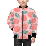 Grapefruit leaves flower pink background Kids' Boys' Girls' Bomber Jacket