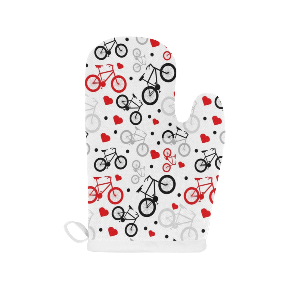 Bicycle Pattern Print Design 04 Heat Resistant Oven Mitts