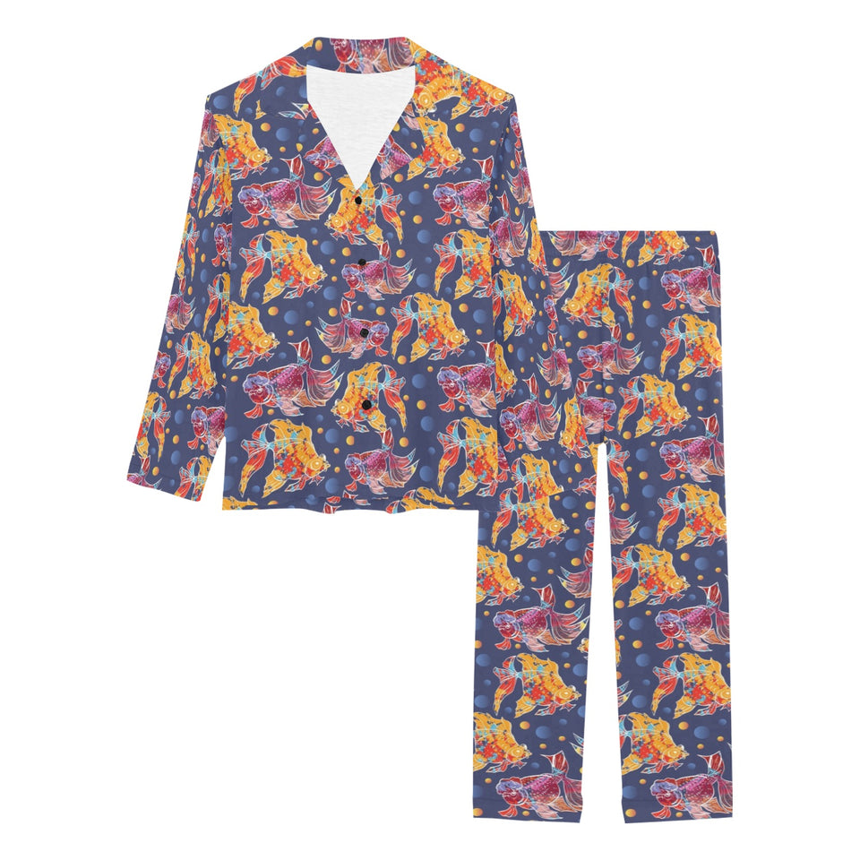 Goldfish Pattern Print Design 05 Women's Long Pajama Set
