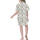 Pigeon Pattern Print Design 04 Kids' Boys' Girls' V-Neck Short Pajama Set