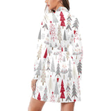 Cute Christmas tree pattern Women's Long Sleeve Belted Night Robe