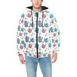 Tea pots Pattern Print Design 05 Men's Padded Hooded Jacket