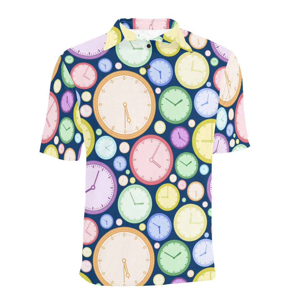 Colorful clock background Men's All Over Print Polo Shirt