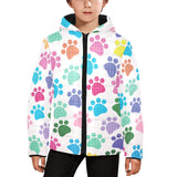 Dog Paws Pattern Print Design 01 Kids' Boys' Girls' Padded Hooded Jacket