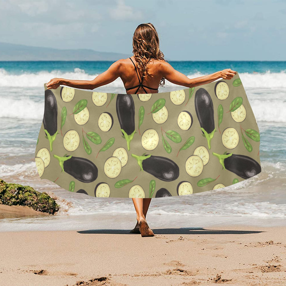 Eggplant Pattern Print Design 02 Beach Towel