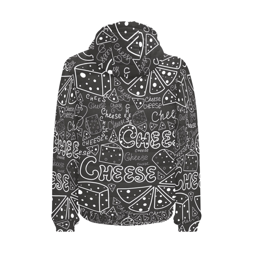 Handwritten cheese pattern Men's Padded Hooded Jacket
