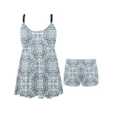 Traditional indian element pattern Chest Sexy Pleated Two Piece Swim Dress