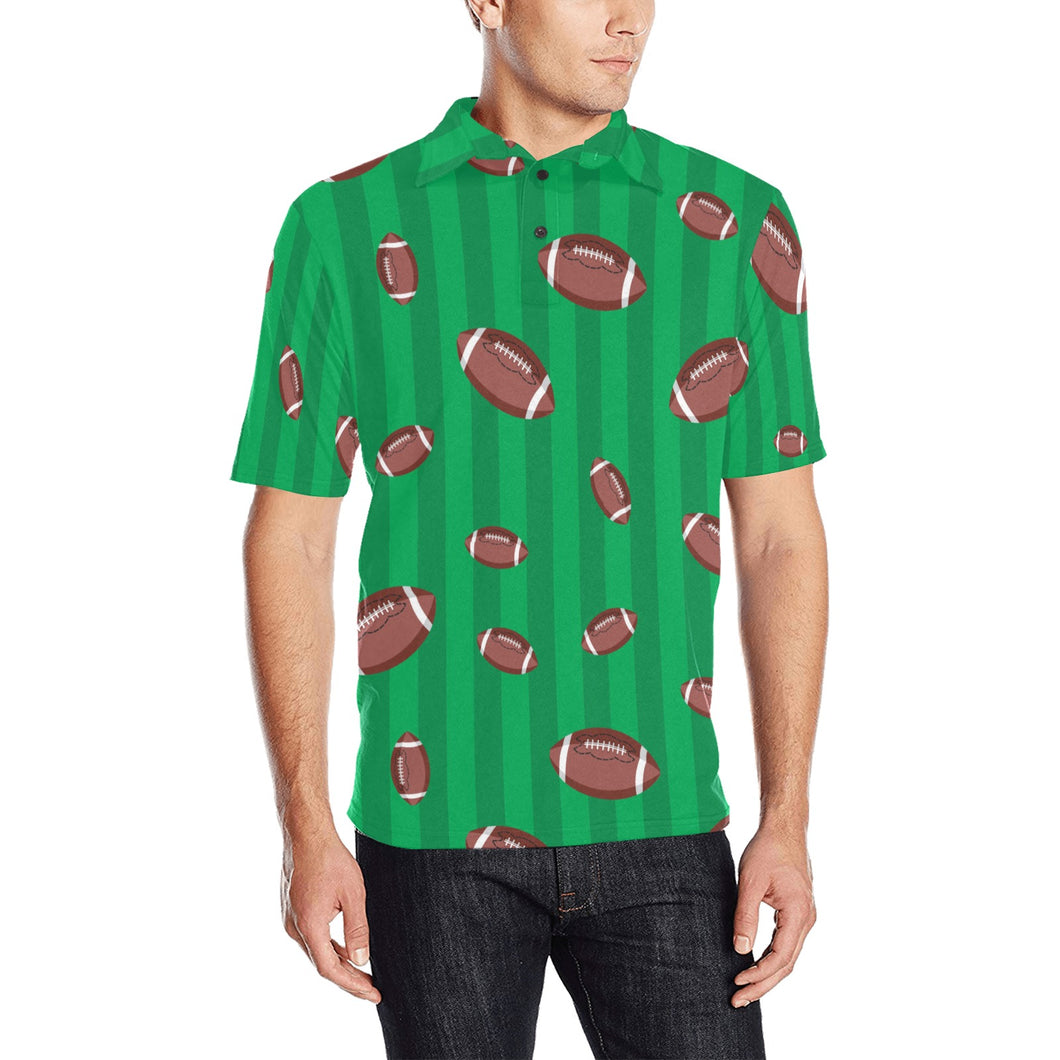 American football ball field background Men's All Over Print Polo Shirt
