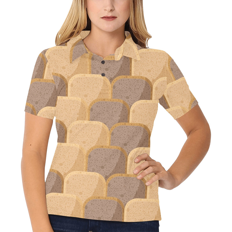 Bread Toast Pattern Print Design 04 Women's All Over Print Polo Shirt