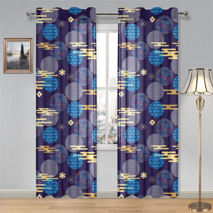Blue japanese pattern cloud wave flower Gauze Curtain