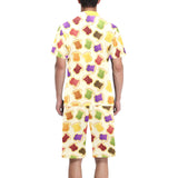 Bread Toast Pattern Print Design 02 Men's V-Neck Short Pajama Set