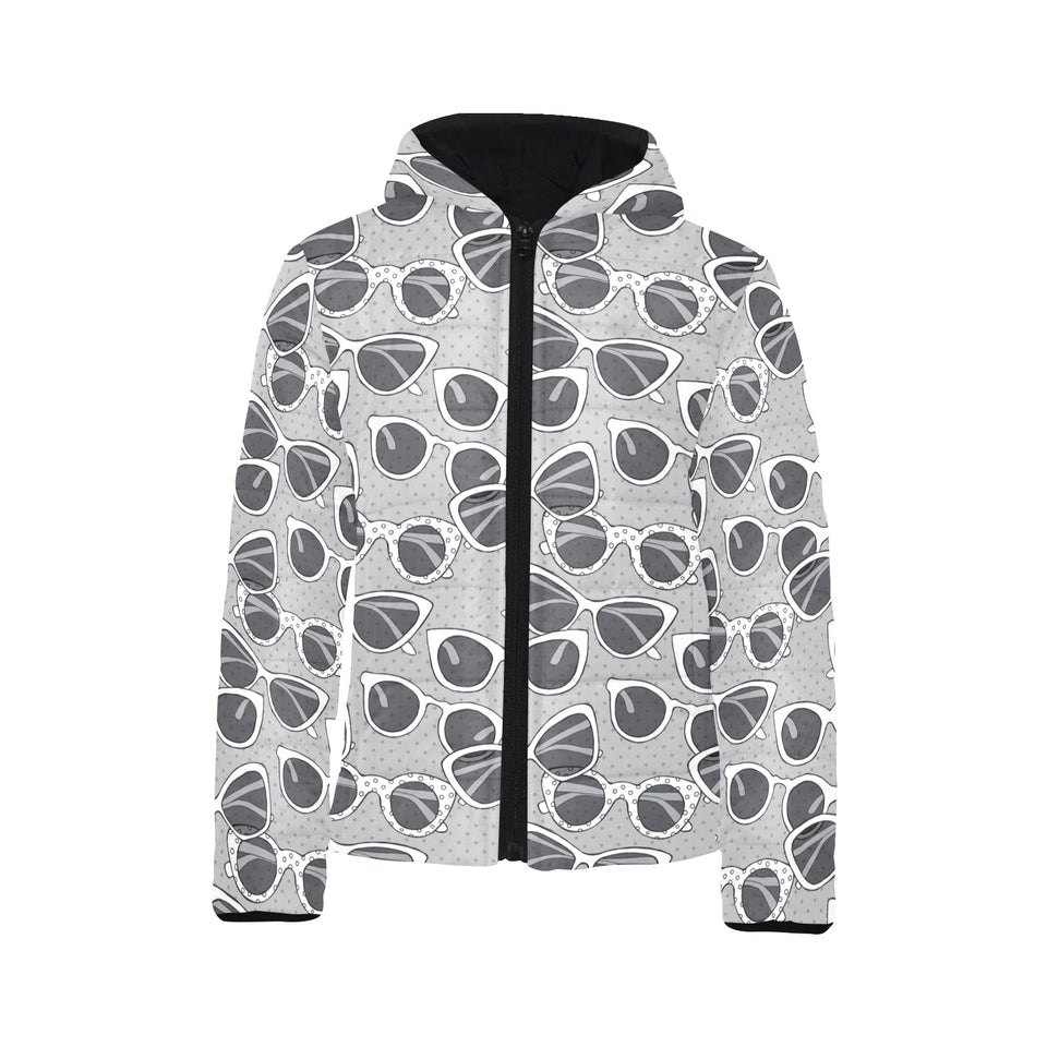 Sun Glasses Pattern Print Design 04 Kids' Boys' Girls' Padded Hooded Jacket