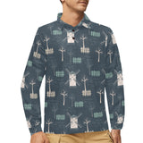 windmill tree pattern Men's Long Sleeve Polo Shirt