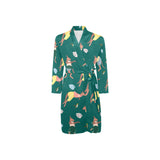 Kangaroo leaves pattern Men's Long Sleeve Belted Night Robe
