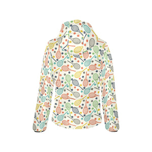 Tennis Pattern Print Design 03 Women's Padded Hooded Jacket