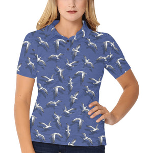 Seagull Pattern Print Design 03 Women's All Over Print Polo Shirt