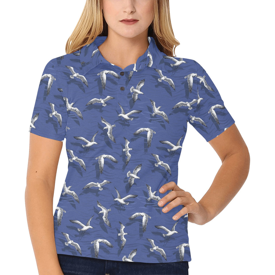 Seagull Pattern Print Design 03 Women's All Over Print Polo Shirt