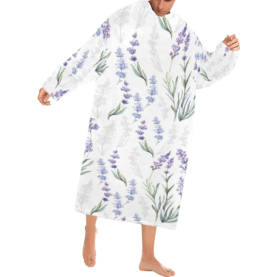 Hand painting Watercolor Lavender Blanket Robe with Sleeves