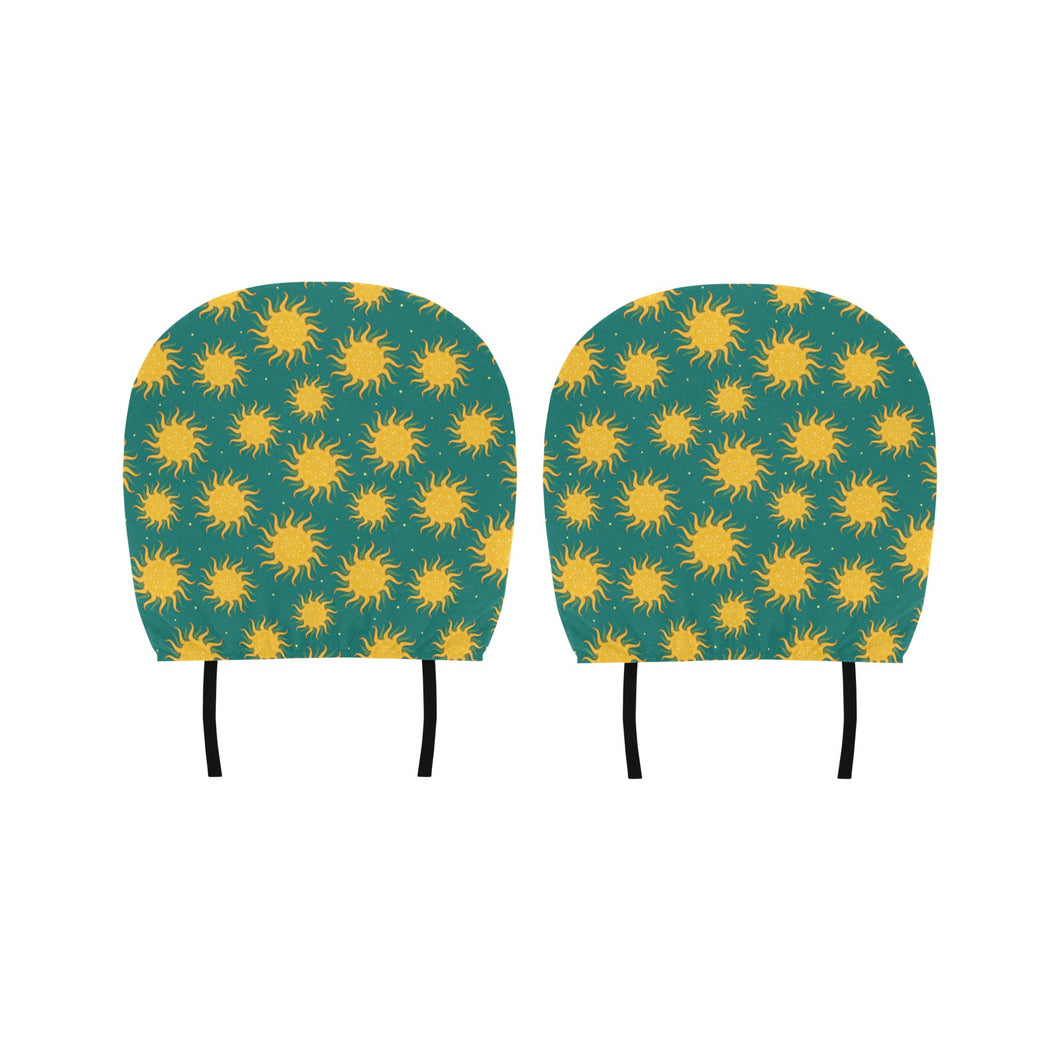Sun green background Car Headrest Cover