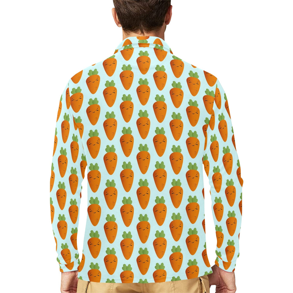 Carrot Pattern Print Design 03 Men's Long Sleeve Polo Shirt