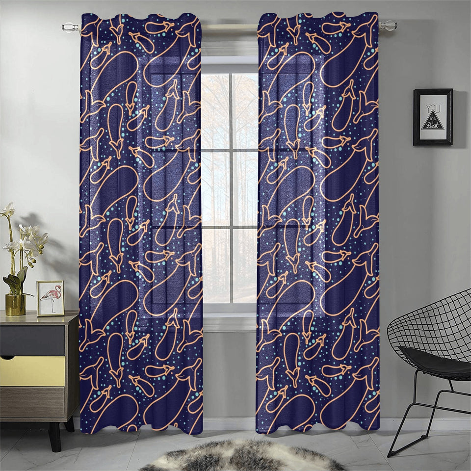 Eggplant Pattern Print Design 04 Gauze Curtain