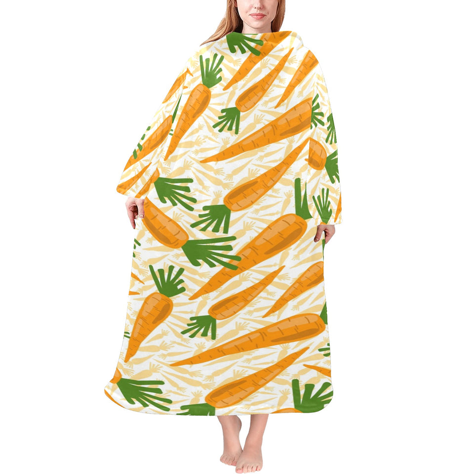 Carrot Pattern Print Design 01 Blanket Robe with Sleeves