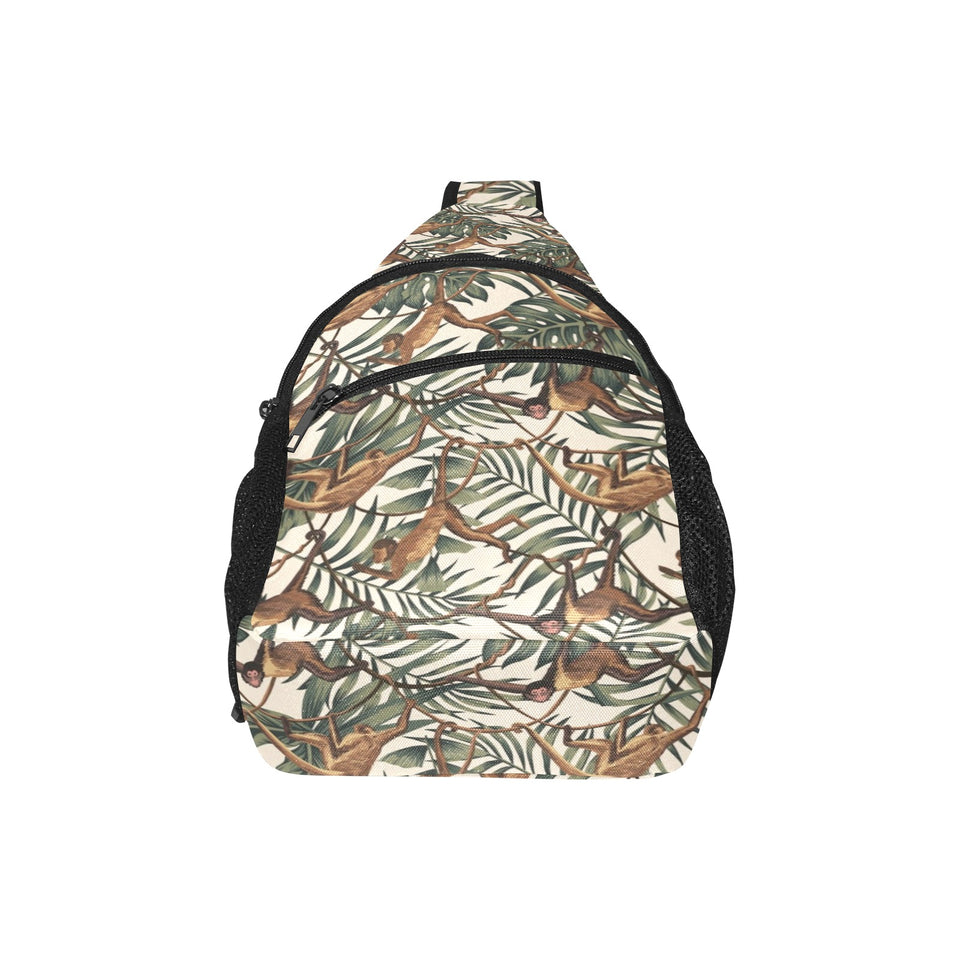 Monkey tropical leaves background All Over Print Chest Bag