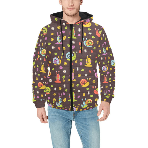 Snail Pattern Print Design 02 Men's Padded Hooded Jacket