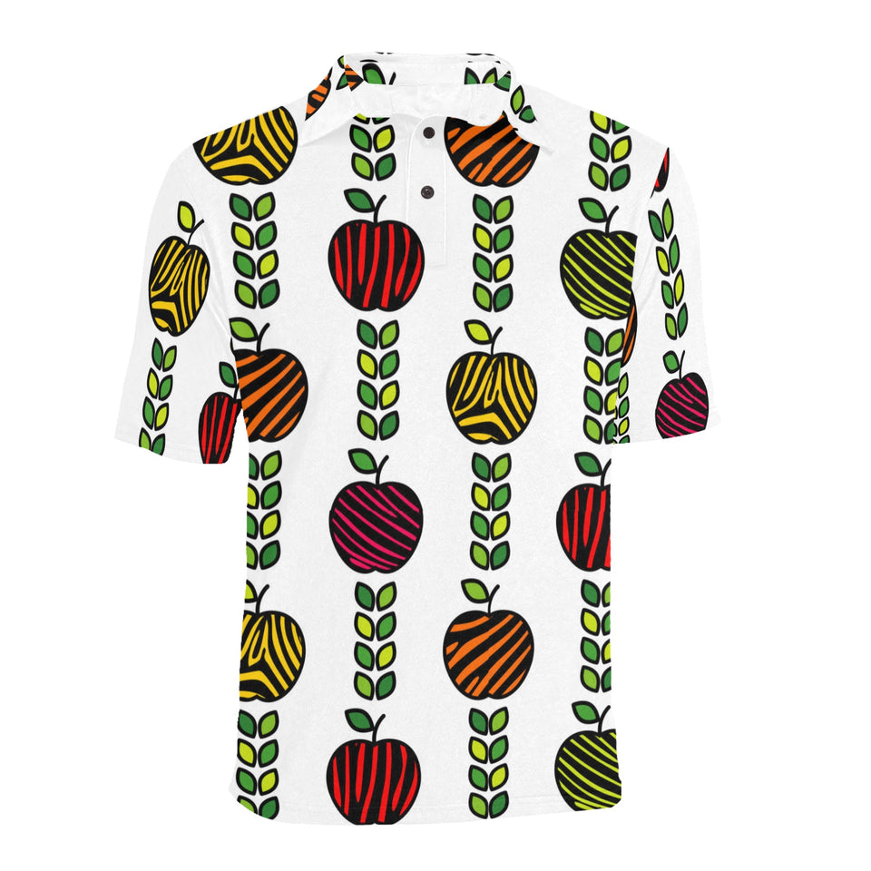 colorful apples leave zebra stripe Men's All Over Print Polo Shirt