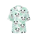 Panda pattern tropical leaves background Women's All Over Print Hawaiian Shirt